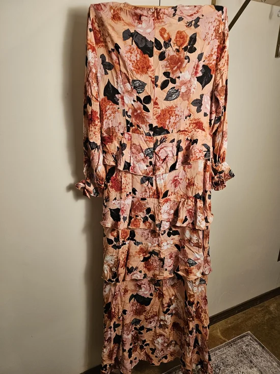 Jaase Tiered Long Sleeve Maxi Dress - Peach Pink - Picture 6 of 7